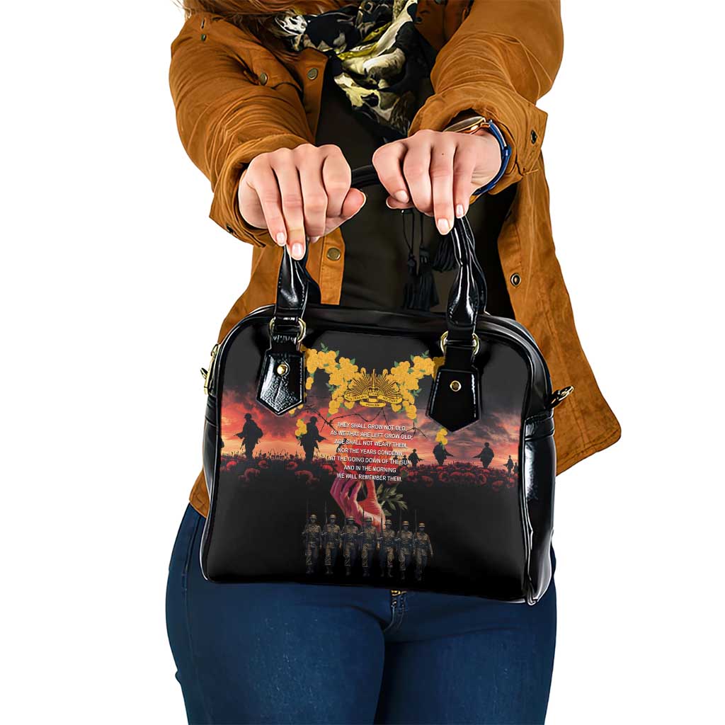 Australia ANZAC Day Shoulder Handbag Forever in My Thoughts LT03 One Size Black - Polynesian Pride