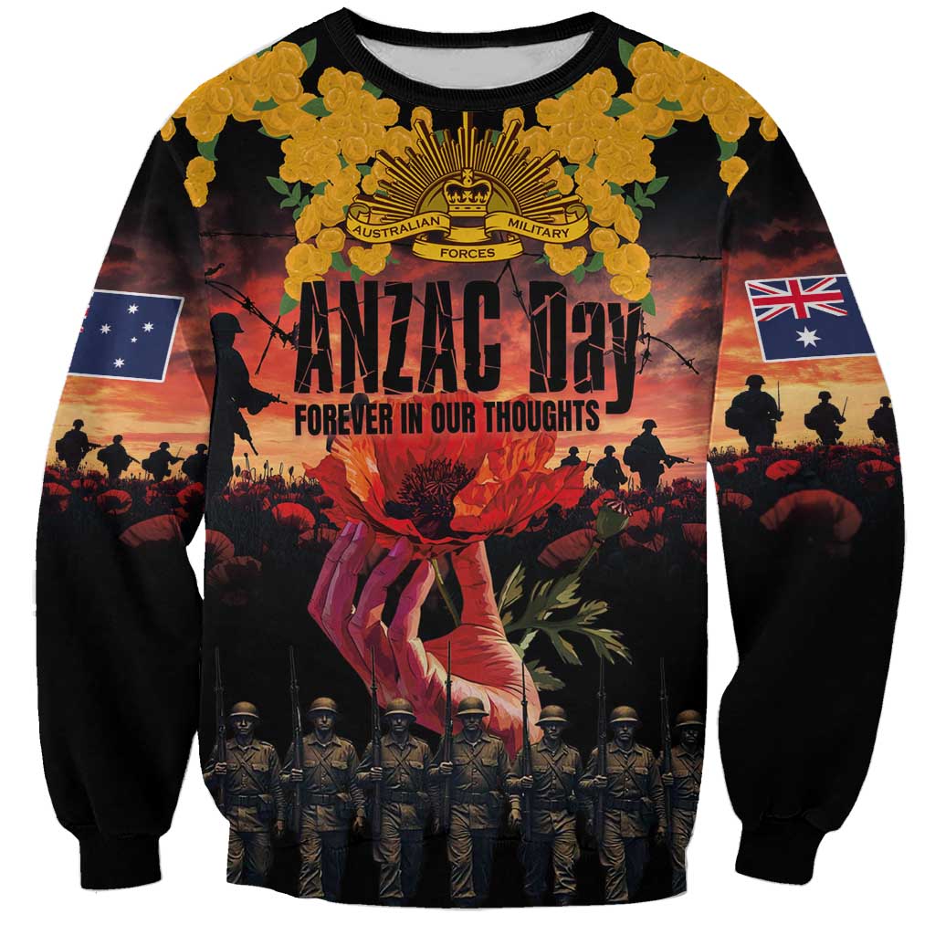 Australia ANZAC Day Sweatshirt Forever in My Thoughts LT03 Unisex Black - Polynesian Pride