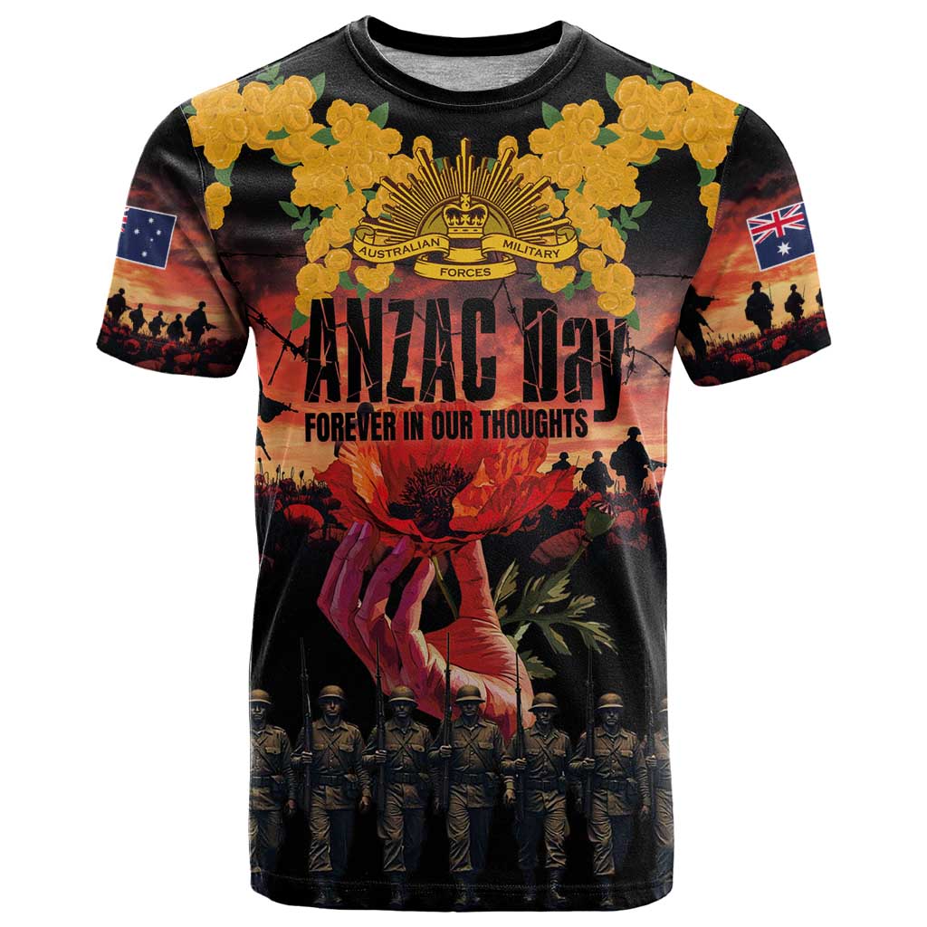 Australia ANZAC Day T Shirt Forever in My Thoughts LT03 Black - Polynesian Pride