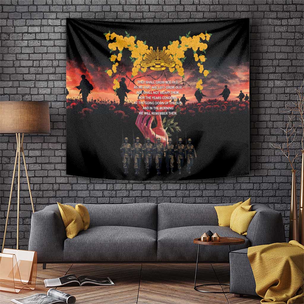 Australia ANZAC Day Tapestry Forever in My Thoughts LT03 Black - Polynesian Pride