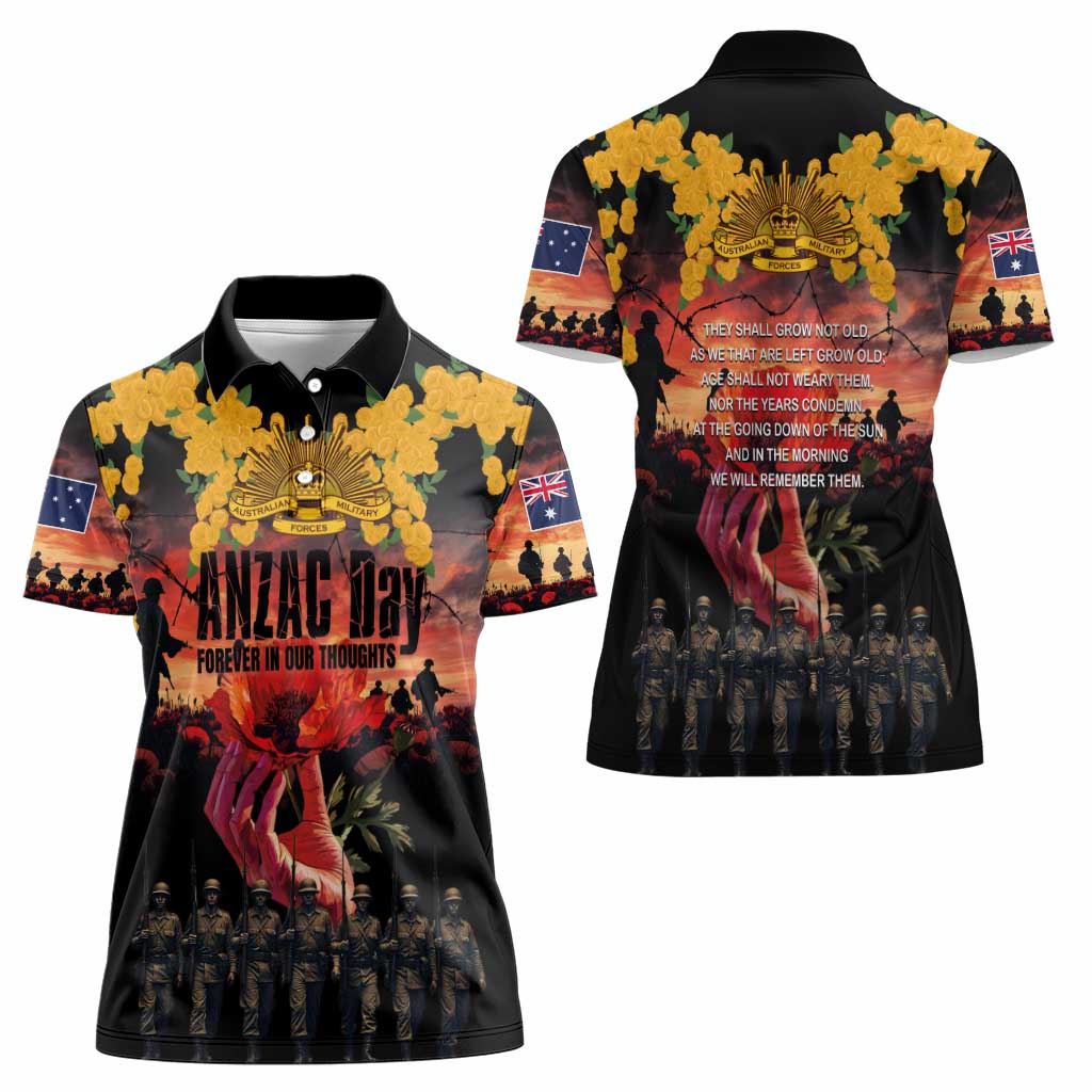 Australia ANZAC Day Women Polo Shirt Forever in My Thoughts LT03 - Polynesian Pride