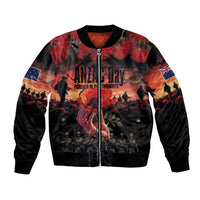 New Zealand ANZAC Day Bomber Jacket Forever in My Thoughts LT03 Unisex Black - Polynesian Pride