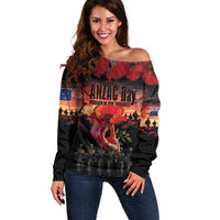 New Zealand ANZAC Day Off Shoulder Sweater Forever in My Thoughts LT03 Women Black - Polynesian Pride