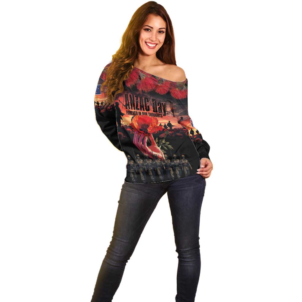 New Zealand ANZAC Day Off Shoulder Sweater Forever in My Thoughts LT03 - Polynesian Pride