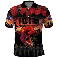 New Zealand ANZAC Day Polo Shirt Forever in My Thoughts LT03 Black - Polynesian Pride