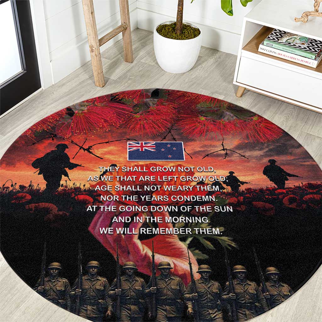 New Zealand ANZAC Day Round Carpet Forever in My Thoughts LT03 Black - Polynesian Pride