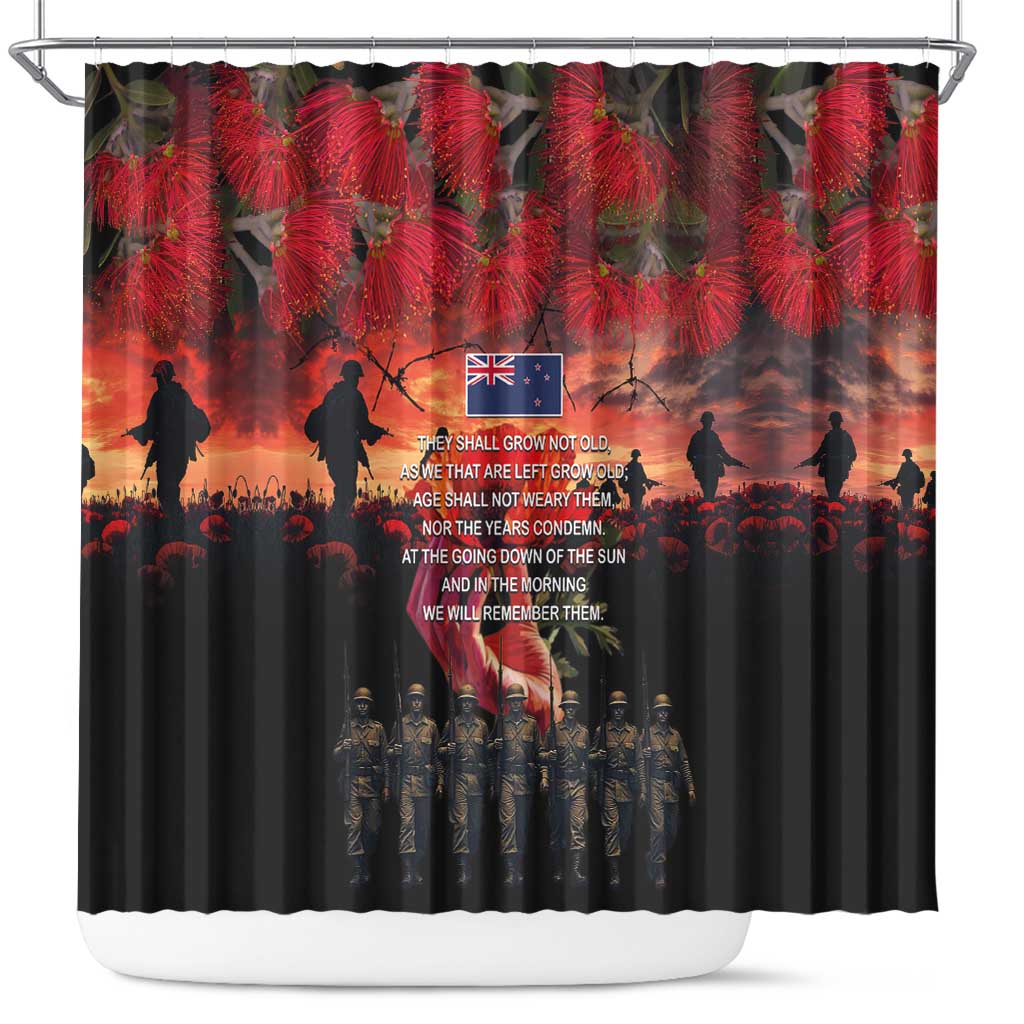 New Zealand ANZAC Day Shower Curtain Forever in My Thoughts LT03 Black - Polynesian Pride