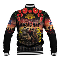 Australia ANZAC Day Baseball Jacket Kangaroo and Koala Soldier - Forever in My Thoughts LT03 - Polynesian Pride