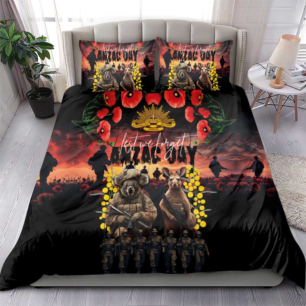 Australia ANZAC Day Bedding Set Kangaroo and Koala Soldier - Forever in My Thoughts LT03 - Polynesian Pride
