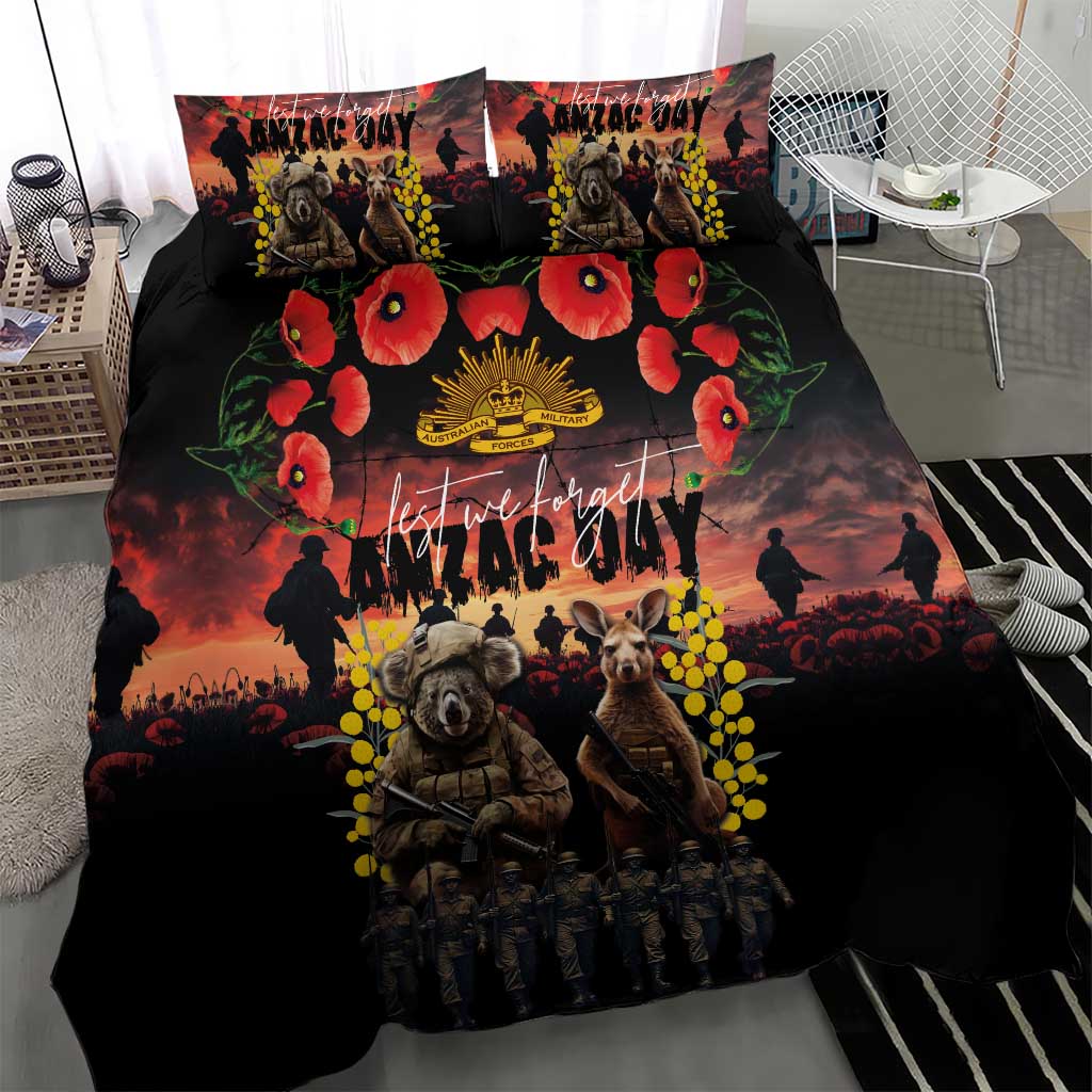 Australia ANZAC Day Bedding Set Kangaroo and Koala Soldier - Forever in My Thoughts LT03 - Polynesian Pride