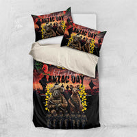 Australia ANZAC Day Bedding Set Kangaroo and Koala Soldier - Forever in My Thoughts LT03 US Twin 172cm x 218cm Black - Polynesian Pride