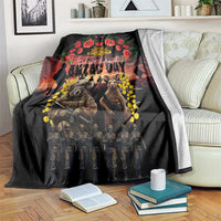 Australia ANZAC Day Blanket Kangaroo and Koala Soldier - Forever in My Thoughts LT03 Black - Polynesian Pride