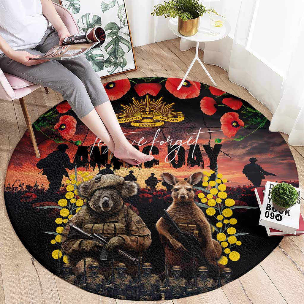 Australia ANZAC Day Round Carpet Kangaroo and Koala Soldier - Forever in My Thoughts LT03 - Polynesian Pride