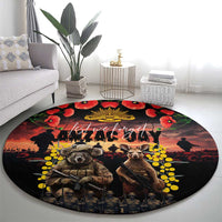 Australia ANZAC Day Round Carpet Kangaroo and Koala Soldier - Forever in My Thoughts LT03 - Polynesian Pride