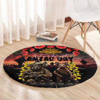 Australia ANZAC Day Round Carpet Kangaroo and Koala Soldier - Forever in My Thoughts LT03 - Polynesian Pride