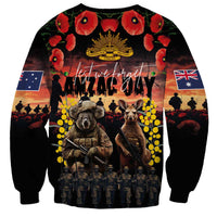 Australia ANZAC Day Sweatshirt Kangaroo and Koala Soldier - Forever in My Thoughts LT03 - Polynesian Pride