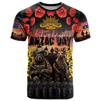 Australia ANZAC Day T Shirt Kangaroo and Koala Soldier - Forever in My Thoughts LT03 Black - Polynesian Pride