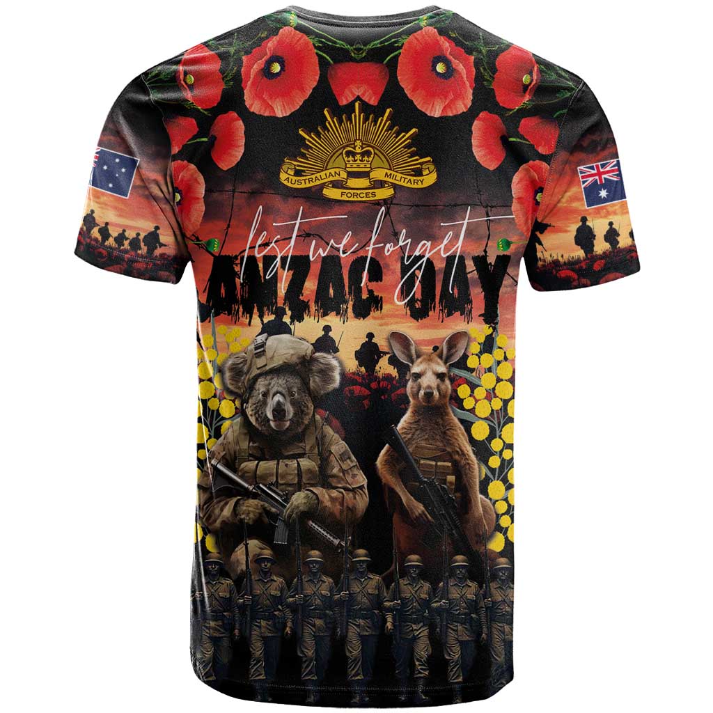 Australia ANZAC Day T Shirt Kangaroo and Koala Soldier - Forever in My Thoughts LT03 - Polynesian Pride