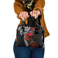Australia and New Zealand ANZAC Day Shoulder Handbag Aboriginal and Maori Art Pattern - Gallipoli Lest We Forget LT03 One Size Black - Polynesian Pride