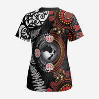 Australia and New Zealand Together Scrub Top Aboriginal and Maori Art Tattoo LT03 - Polynesian Pride