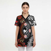 Australia and New Zealand Together Scrub Top Aboriginal and Maori Art Tattoo LT03 - Polynesian Pride