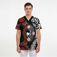 Australia and New Zealand Together Scrub Top Aboriginal and Maori Art Tattoo LT03 - Polynesian Pride