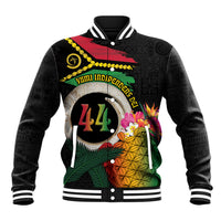 Vanuatu Selebretem 44th Indipendens Dei Baseball Jacket Sand Drawing Turtle Melanesian Vibes LT03 Unisex Black - Polynesian Pride