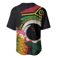 Vanuatu Selebretem 44th Indipendens Dei Baseball Jersey Sand Drawing Turtle Melanesian Vibes LT03 - Polynesian Pride