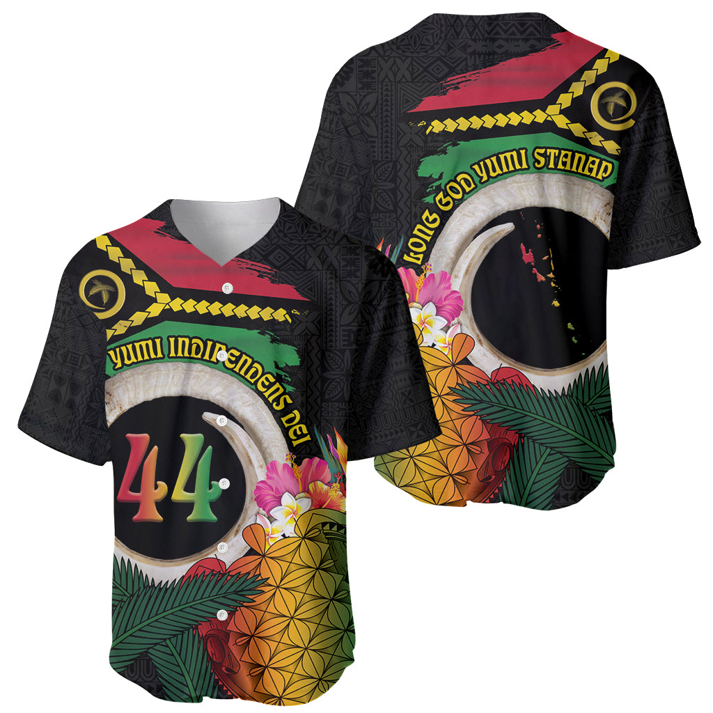 Vanuatu Selebretem 44th Indipendens Dei Baseball Jersey Sand Drawing Turtle Melanesian Vibes LT03 - Polynesian Pride