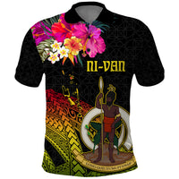 Vanuatu Ni-Van Polo Shirt Coat of Arms Sand Drawing LT03 Black - Polynesian Pride