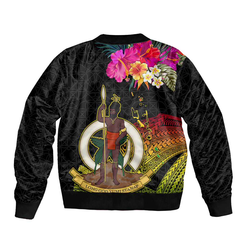 Vanuatu Ni-Van Sleeve Zip Bomber Jacket Coat of Arms Sand Drawing LT03 - Polynesian Pride