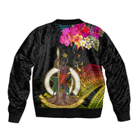 Vanuatu Ni-Van Sleeve Zip Bomber Jacket Coat of Arms Sand Drawing LT03 - Polynesian Pride