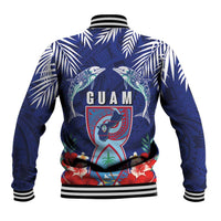 Guam Liberation Day Baseball Jacket The Tribal Latte Stone and Dolphins with Hibiscus Chamorro Culture LT03 - Polynesian Pride