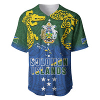 Solomon Islands Baseball Jersey The Guardians-Tribal Crocodile and Shark Melanesian Tattoo LT03 Green - Polynesian Pride