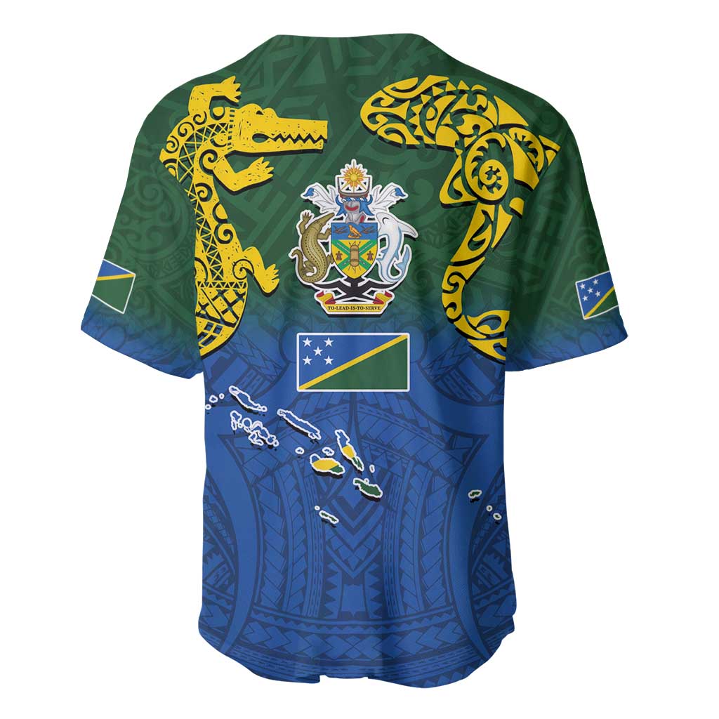 Solomon Islands Baseball Jersey The Guardians-Tribal Crocodile and Shark Melanesian Tattoo LT03 - Polynesian Pride