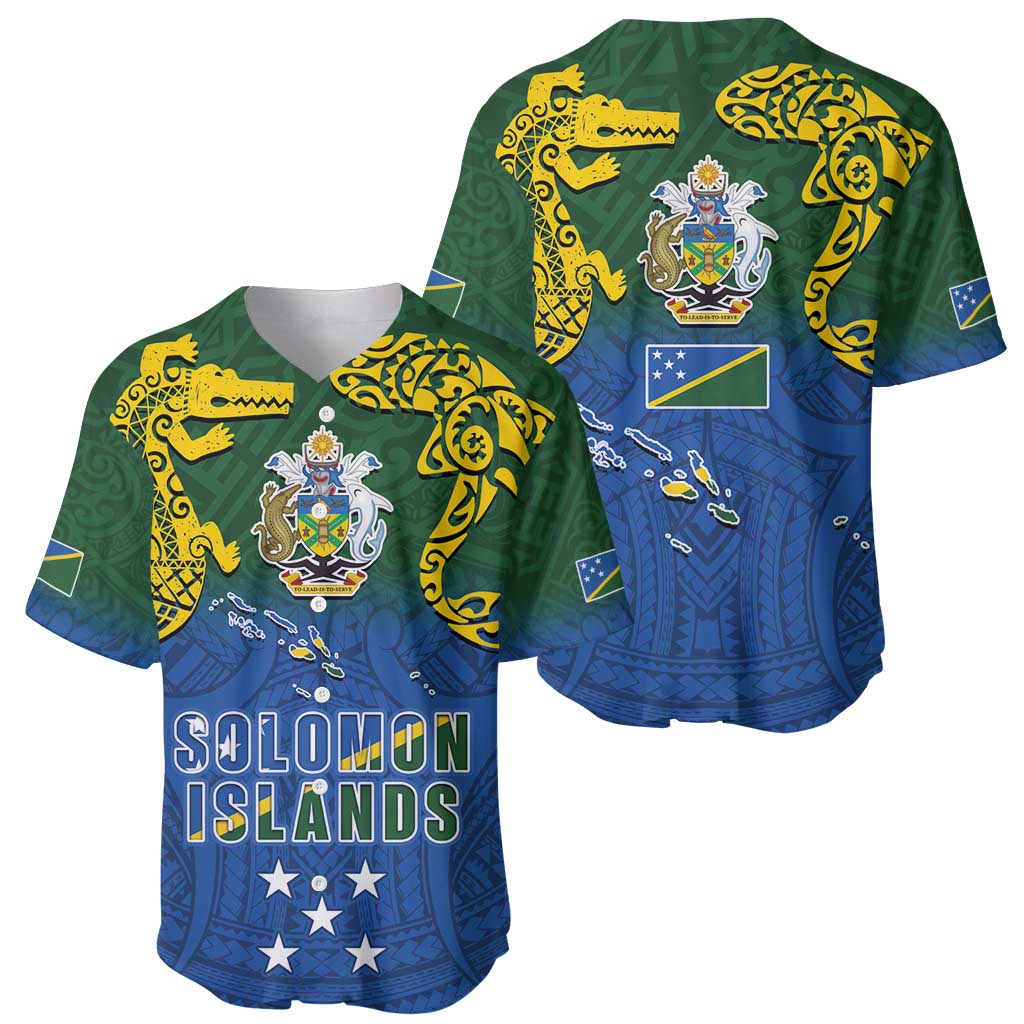Solomon Islands Baseball Jersey The Guardians-Tribal Crocodile and Shark Melanesian Tattoo LT03 - Polynesian Pride