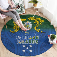 Solomon Islands Round Carpet The Guardians-Tribal Crocodile and Shark Melanesian Tattoo LT03 - Polynesian Pride