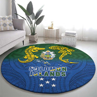 Solomon Islands Round Carpet The Guardians-Tribal Crocodile and Shark Melanesian Tattoo LT03 - Polynesian Pride