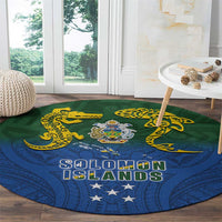 Solomon Islands Round Carpet The Guardians-Tribal Crocodile and Shark Melanesian Tattoo LT03 - Polynesian Pride