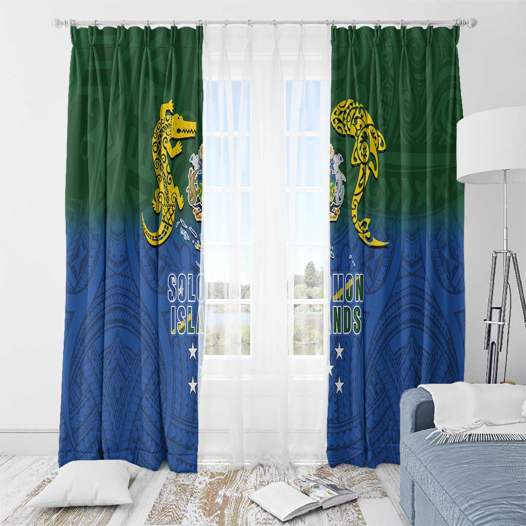 Solomon Islands Window Curtain The Guardians-Tribal Crocodile and Shark Melanesian Tattoo LT03 - Polynesian Pride