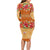 Hawaii Hibiscus Long Sleeve Bodycon Dress Turtles and Tribal Motifs Vintage Floral Style