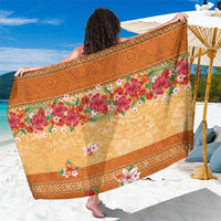 Hawaii Hibiscus Sarong Turtles and Tribal Motifs Vintage Floral Style LT03 One Size 44 x 66 inches Yellow - Polynesian Pride