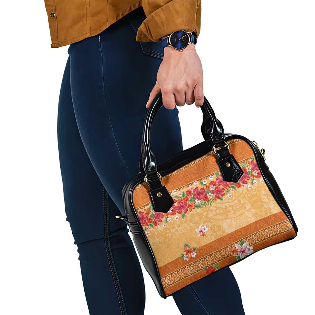 Hawaii Hibiscus Shoulder Handbag Turtles and Tribal Motifs Vintage Floral Style LT03 - Polynesian Pride