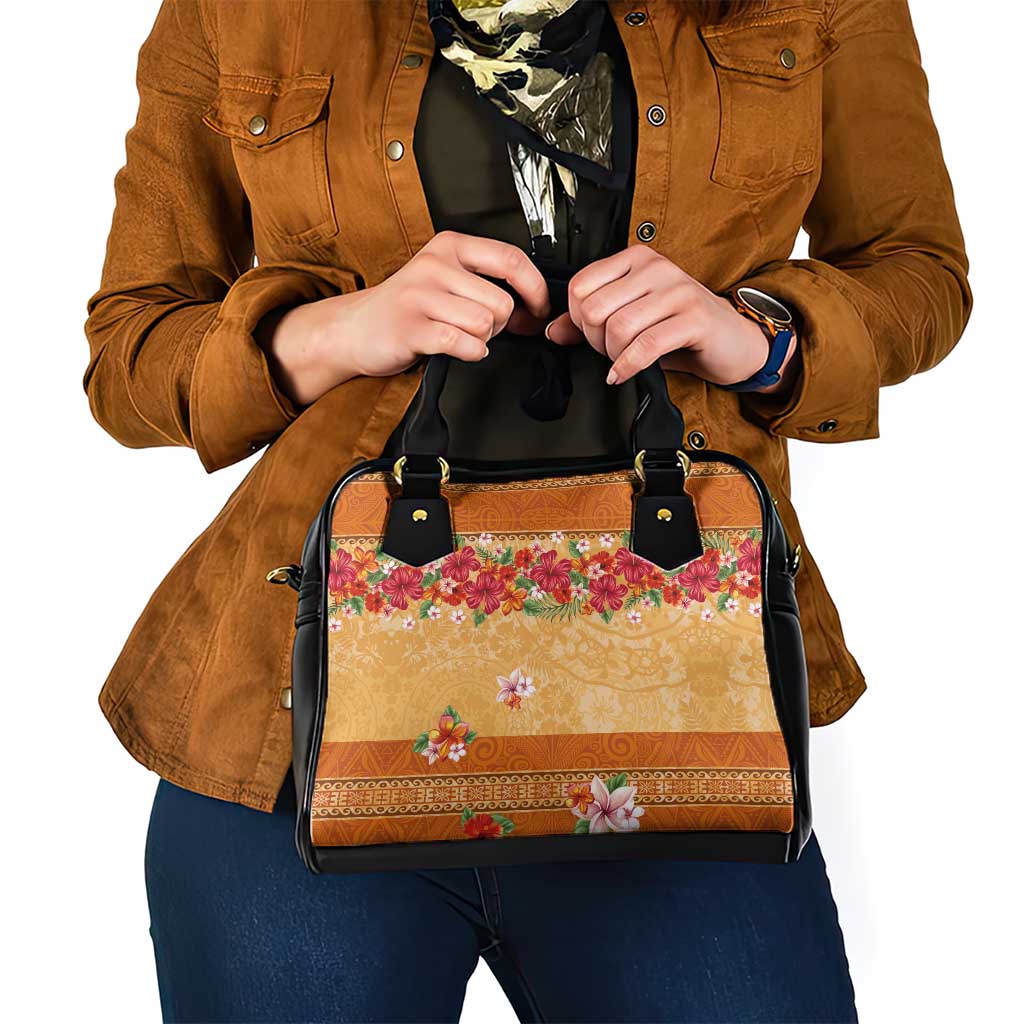Hawaii Hibiscus Shoulder Handbag Turtles and Tribal Motifs Vintage Floral Style LT03 - Polynesian Pride
