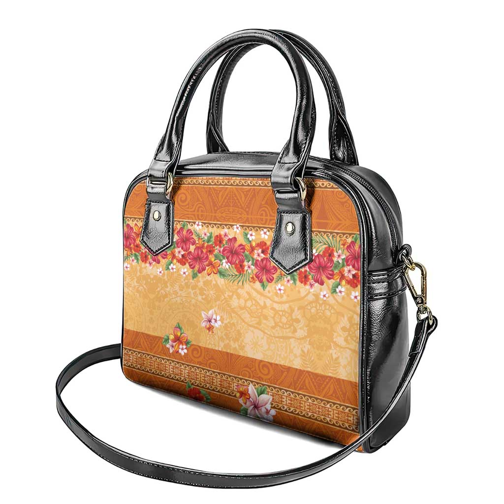 Hawaii Hibiscus Shoulder Handbag Turtles and Tribal Motifs Vintage Floral Style LT03 - Polynesian Pride