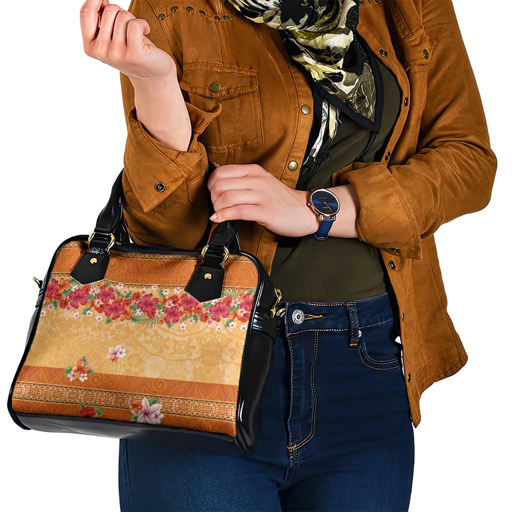 Hawaii Hibiscus Shoulder Handbag Turtles and Tribal Motifs Vintage Floral Style LT03 - Polynesian Pride