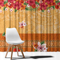 Hawaii Hibiscus Window Curtain Turtles and Tribal Motifs Vintage Floral Style LT03 - Polynesian Pride