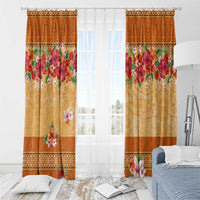 Hawaii Hibiscus Window Curtain Turtles and Tribal Motifs Vintage Floral Style LT03 - Polynesian Pride
