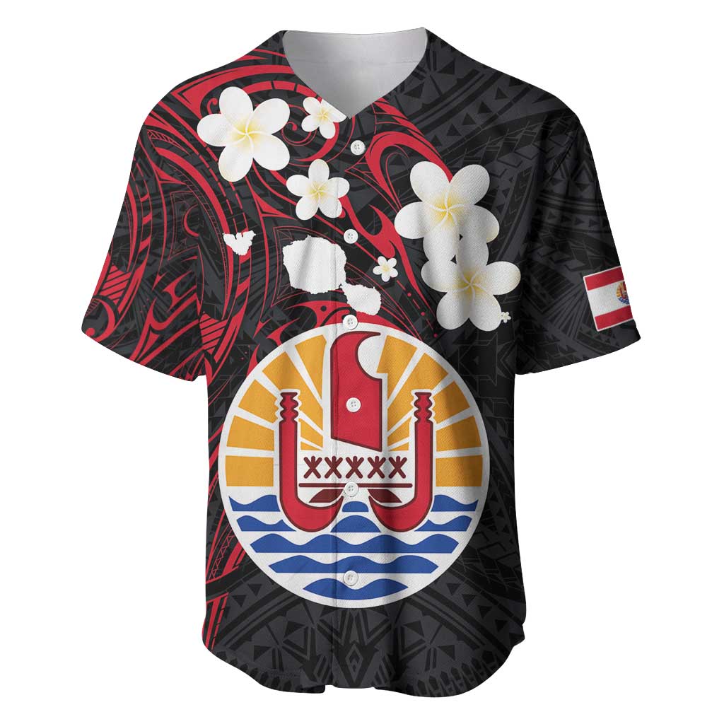 French Polynesia Tiare Day Baseball Jersey Seal and Polynesian Pattern LT03 Black - Polynesian Pride
