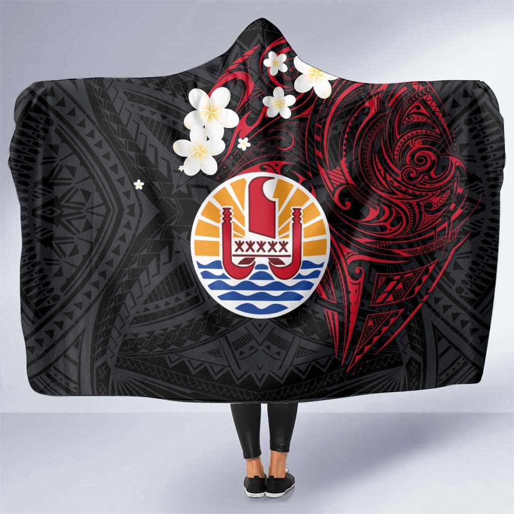 French Polynesia Tiare Day Hooded Blanket Seal and Polynesian Pattern